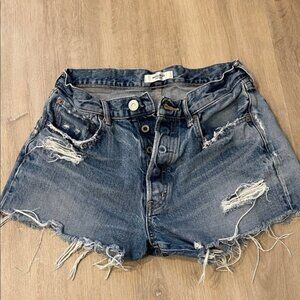 Moussy Blue Distressed Denim Shorts